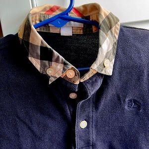 Blue burberry polo shirt